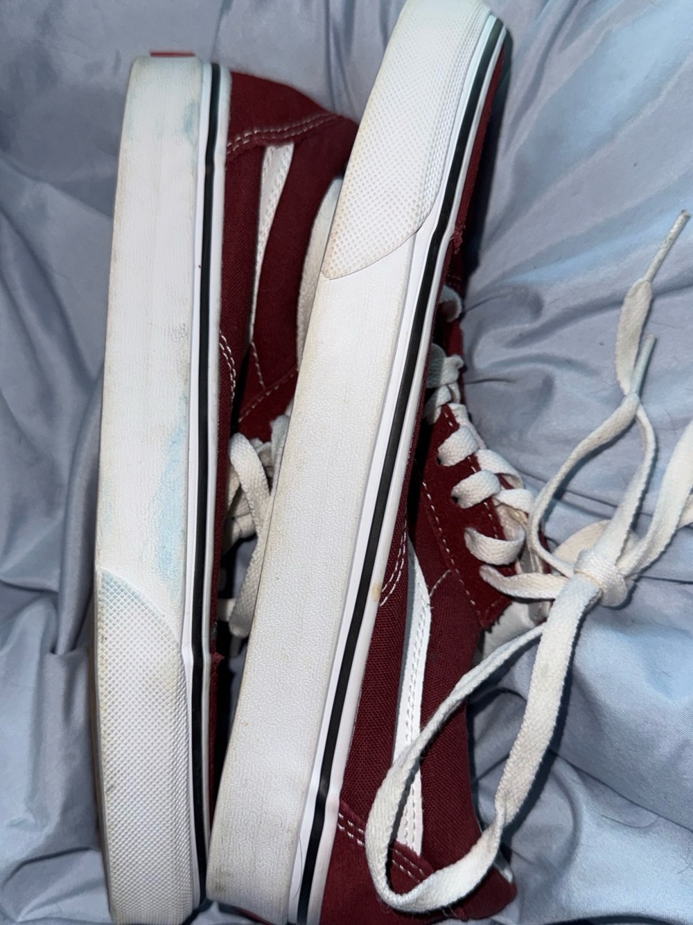Vans Burgundy Canvas Low-Top Sneakers with White Stripe - Picture 4 of 5